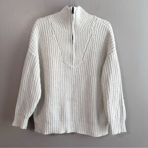 Offline by Aerie Ivory 1/4 Zip Cozy Knit Mock Pullover Sweater Womens Medium